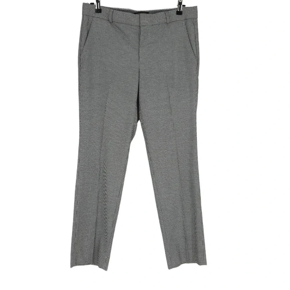 Banana Republic Ryan Slim Straight Dress Pants Black Houndstooth Trousers Slacks